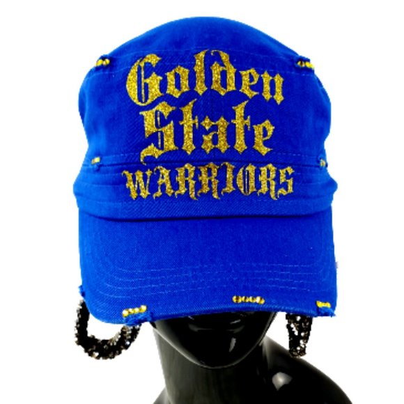 Golden State Warriors Royal Blue Cadet Distressed Cap with Swarovski Crystals. - Picture 3 of 3
